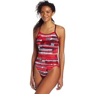 Speedo NWT Red Color Stroke Cross Back Performance Training III Swimsuit Size 6